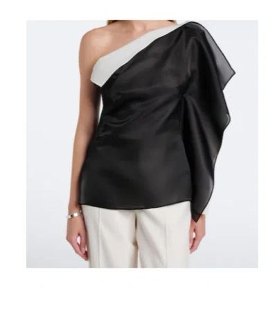 Rohe Draped One-shoulder Silk Top In Black