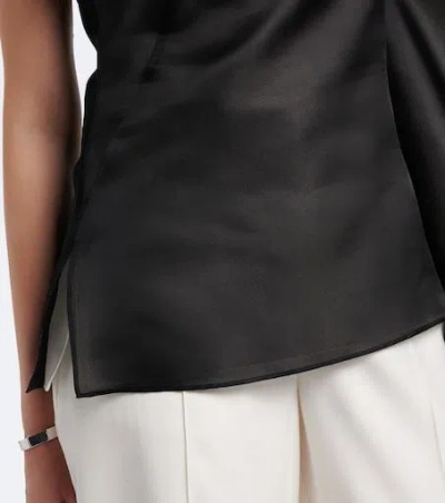 Rohe Draped One-shoulder Silk Top In Black