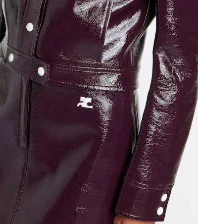 Courrèges Vinyl Blazer With Collared Neck And Long Sleeves In Brown