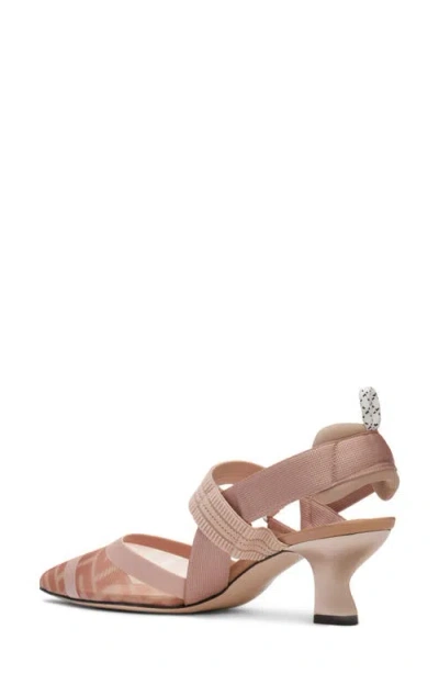 Fendi Colibri Mesh Slingback Pointed Toe Pump In Nude Rose
