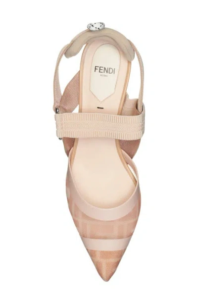 Fendi Colibri Mesh Slingback Pointed Toe Pump In Nude Rose