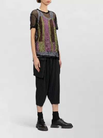 Comme Comme Layered Mesh Knit T Shirt Textured In Multi