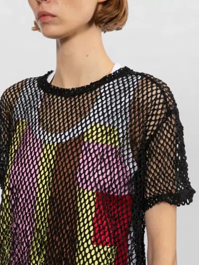 Comme Comme Layered Mesh Knit T Shirt Textured In Multi