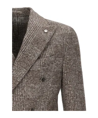 Lubiam Double-breasted Suit Jacket In Gray