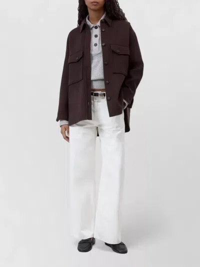 Closed Wool Blend Oversized Shirt Jacket In Brown