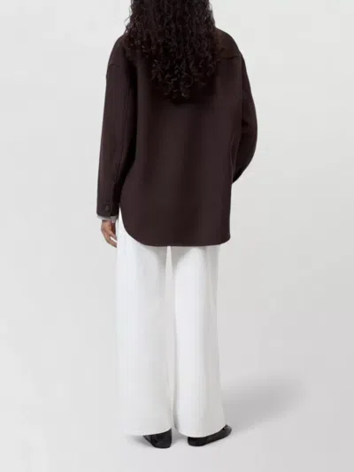 Closed Wool Blend Oversized Shirt Jacket In Brown