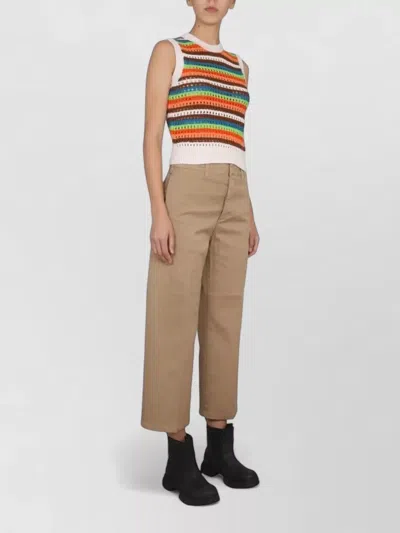 Department Five Patty Cropped Knit Striped Sleeveless Top In Multi