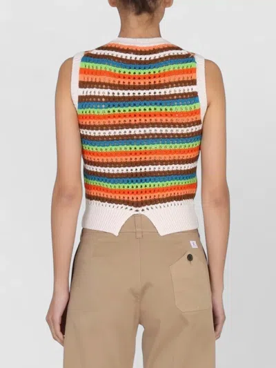 Department Five Patty Cropped Knit Striped Sleeveless Top In Multi