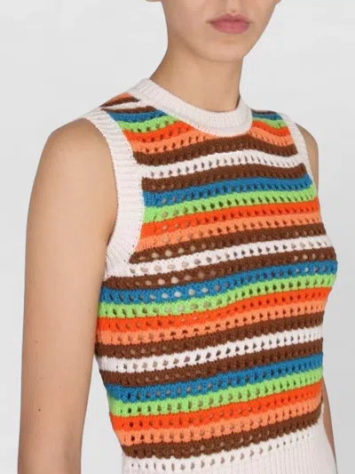 Department Five Patty Cropped Knit Striped Sleeveless Top In Multi