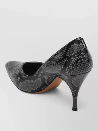 Miu Miu Ardesia Pumps In Ayers Python-print Leather In Black