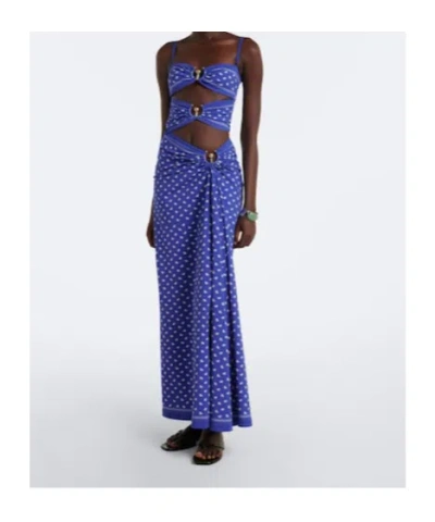 Christopher Esber Ruched Orbit Split Bandana Maxi Dress In Blue