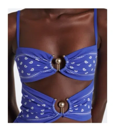 Christopher Esber Ruched Orbit Split Bandana Maxi Dress In Blue