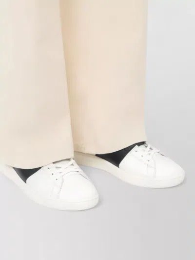 Valentino Garavani Minimalist Leather Sneakers With Contrasting Stripe Detail And Vlogo Signature In White