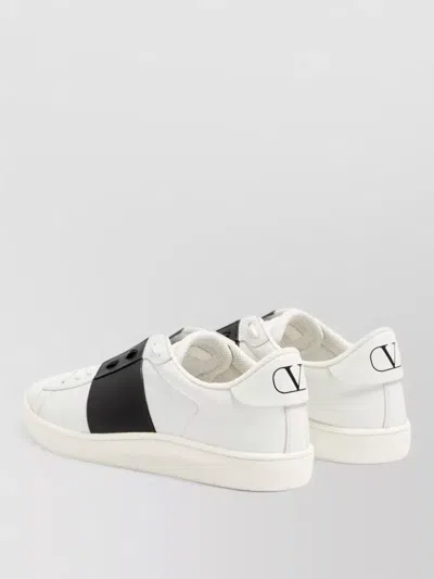 Valentino Garavani Minimalist Leather Sneakers With Contrasting Stripe Detail And Vlogo Signature In White