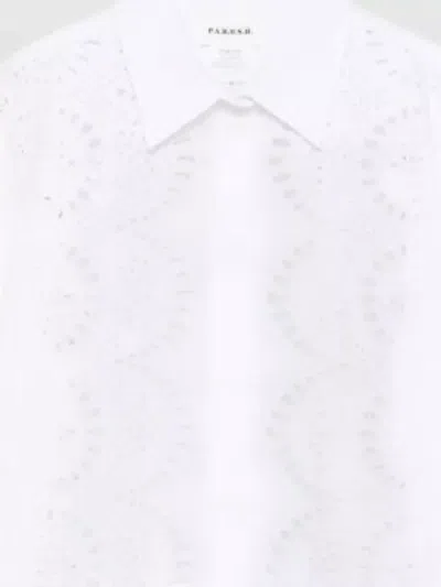 P.a.r.o.s.h Womens Eyelet Detail Long Sleeve Shirt In White