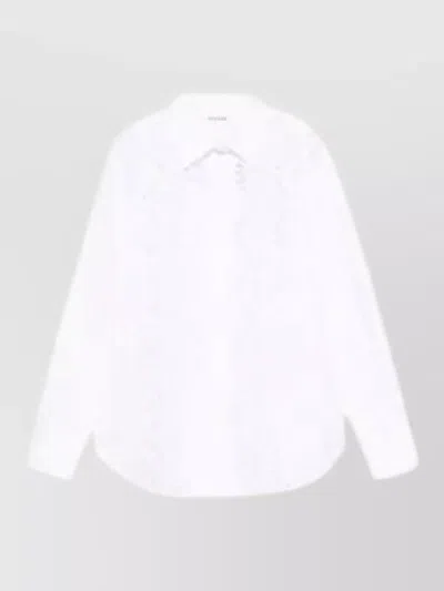 P.a.r.o.s.h Womens Eyelet Detail Long Sleeve Shirt In White