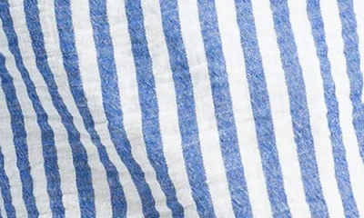 Max Studio Stripe Drawstring Waist Shorts In Blue/ White Stripe