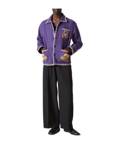 Bode Embroidered Wool Jacket In Blue