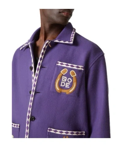Bode Embroidered Wool Jacket In Blue