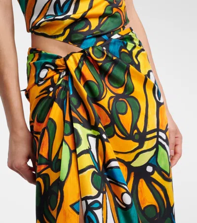 Christopher Esber Printed Draped Silk Maxi Skirt In Black