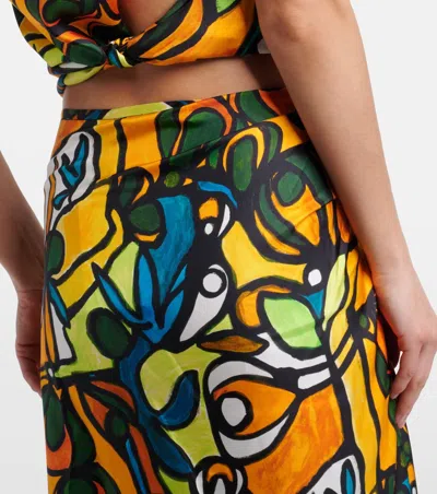 Christopher Esber Printed Draped Silk Maxi Skirt In Black