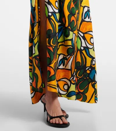 Christopher Esber Printed Draped Silk Maxi Skirt In Black