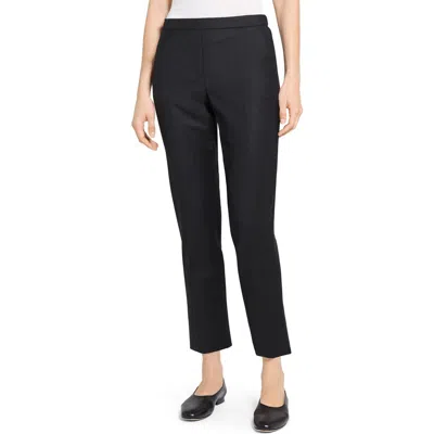 Theory Sleek Flannel Treeca Pull-on Pants In Black - 001