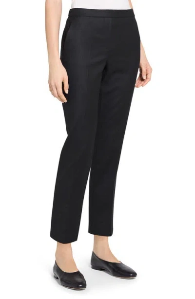Theory Sleek Flannel Treeca Pull-on Pants In Black - 001