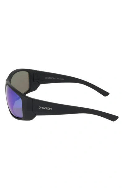 Dragon 64mm Oversize Rectangular Sunglasses In Matte Black/ Green Mirror