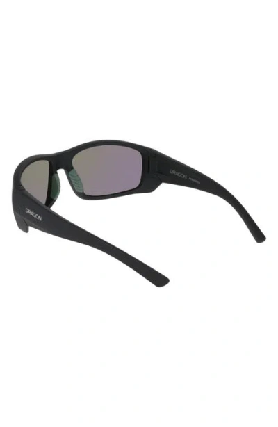Dragon 64mm Oversize Rectangular Sunglasses In Matte Black/ Green Mirror