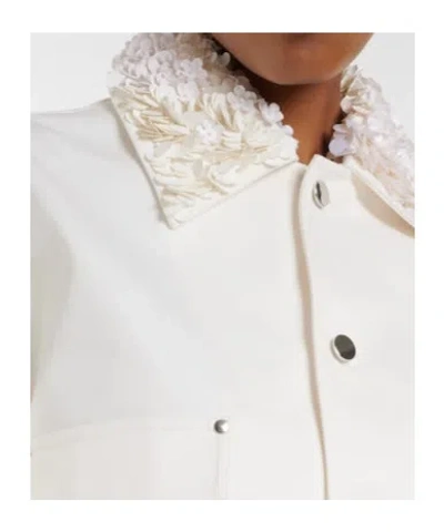 Plan C Sequined Cotton Drill Jacket In White
