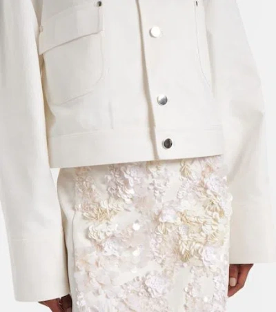 Plan C Sequined Cotton Drill Jacket In White