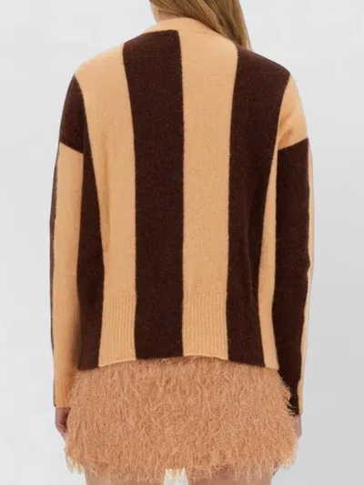 Alysi Knit Sweater Long Sleeves Striped Pattern In Brown
