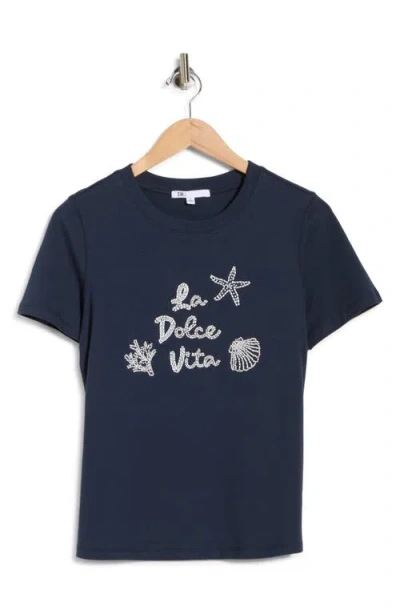 Dr2 By Daniel Rainn Beaded Screen T-shirt In Blue