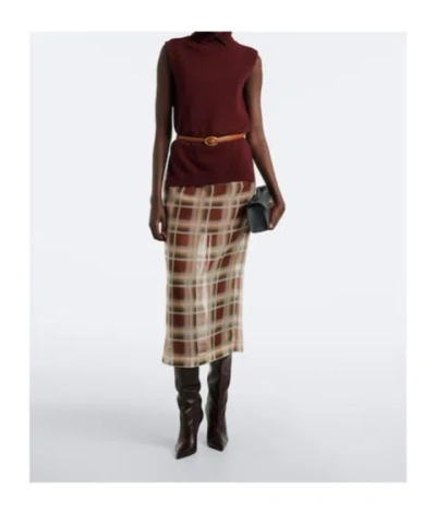 Frame Check Silk Midi Skirt In Multi