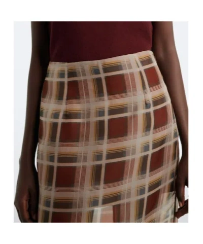 Frame Check Silk Midi Skirt In Multi