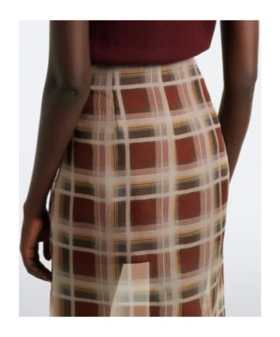 Frame Check Silk Midi Skirt In Multi
