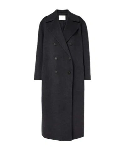Vince Double-breasted Wool-blend Coat In Black