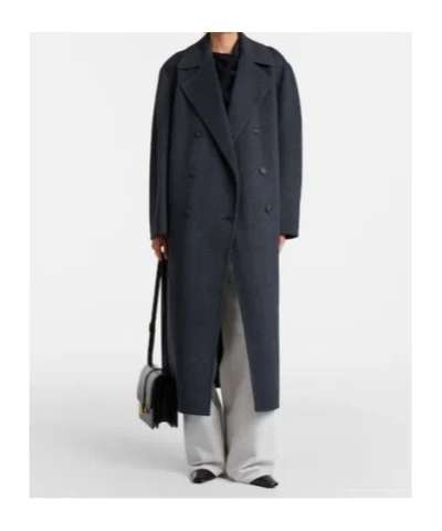 Vince Double-breasted Wool-blend Coat In Black
