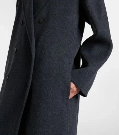 Vince Double-breasted Wool-blend Coat In Black