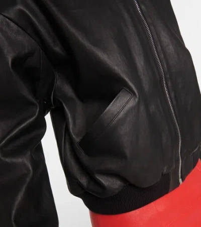 Stouls Pharrell Leather Bomber Jacket In Black