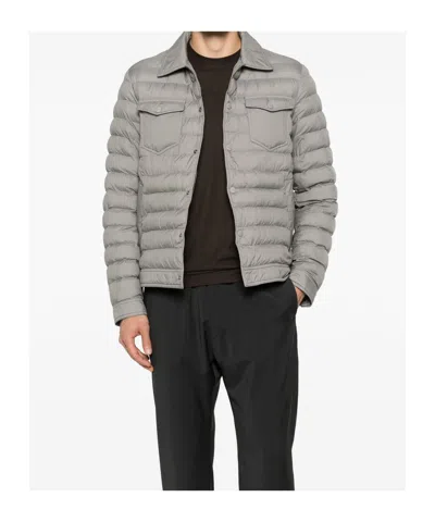 Herno Quilted Press-stud Jacket In Gray