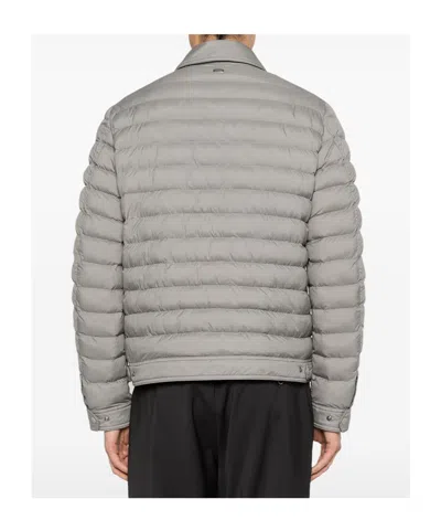 Herno Quilted Press-stud Jacket In Gray