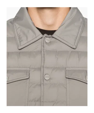 Herno Quilted Press-stud Jacket In Gray