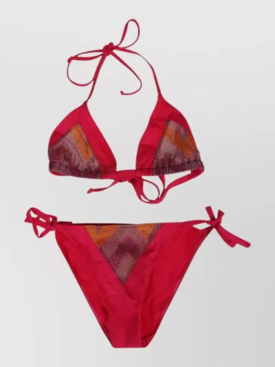 Feel Me Fab Triangle Bikini Set Adjustable Straps Ties In Pink