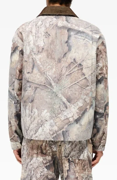 Represent Mens Tree-graphic Print Camouflage Cotton Trucker Jacket In Camo