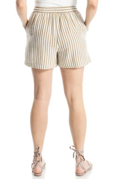 Max Studio Stripe Drawstring Waist Shorts In Neutral