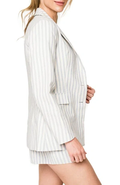 Gibsonlook Stripe Blazer In Neutral Blue Stripe