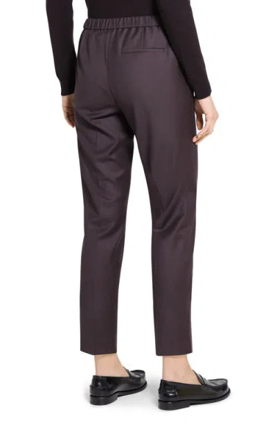 Theory Sleek Flannel Treeca Pull-on Pants In Cacao - Daj