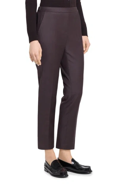 Theory Sleek Flannel Treeca Pull-on Pants In Cacao - Daj